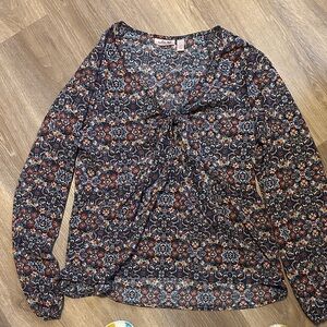 Bohemian Print Long Sleeve Blouse